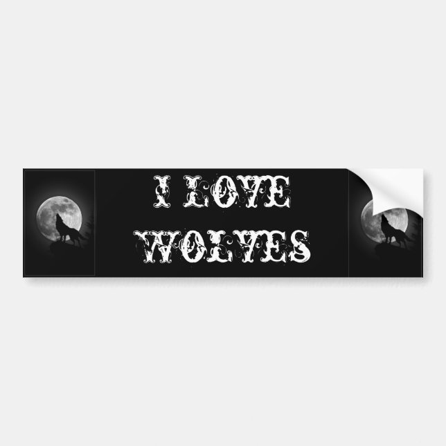 I Love Wolves Bumper Sticker (Front)