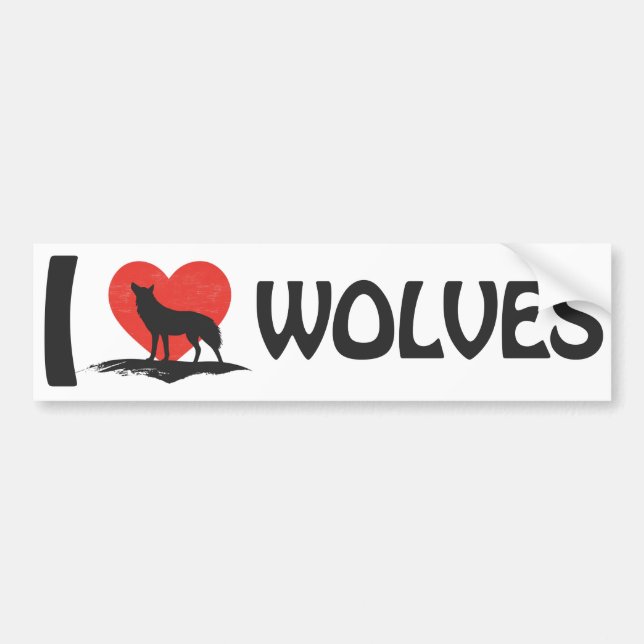 I love Wolves Bumper Sticker (Front)