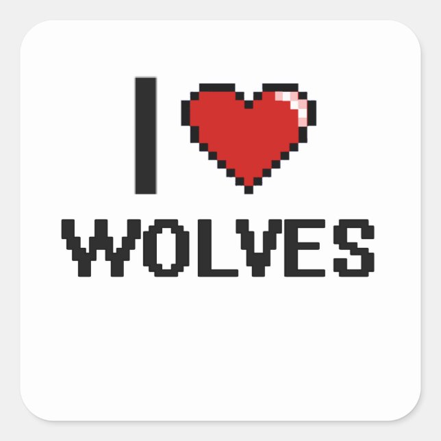 I love Wolves Digital Design Square Sticker (Front)