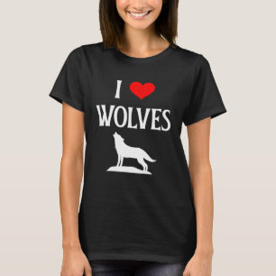 I Love Wolves I Heart Wolves Canidae Canine Gray W T-Shirt