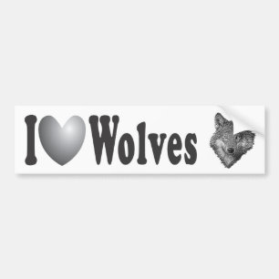 I "LOVE" Wolves with Image - Bumper Sticker