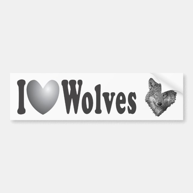 I "LOVE" Wolves with Image - Bumper Sticker (Front)