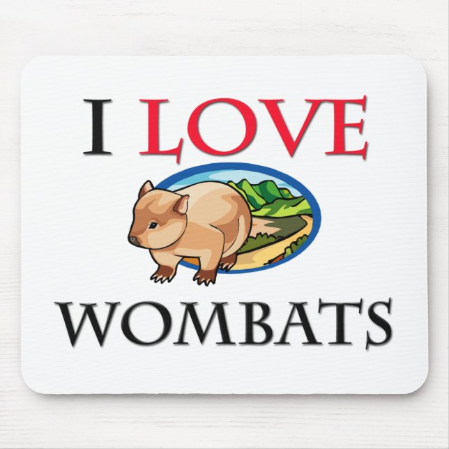 I Love Wombats Mouse Mat (Front)