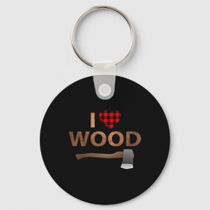 I Love Wood Lumberjack Heart Halloween Party Gift Key Ring