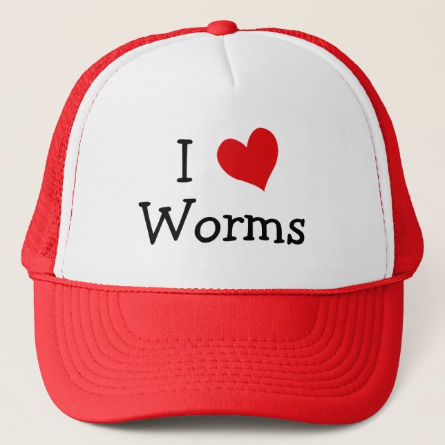I Love Worms Trucker Hat (Front)