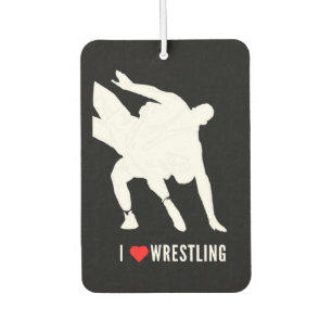 I Love Wrestling Cute Silhouette Car Air Freshener
