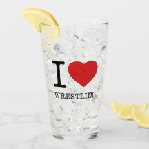 I LOVE WRESTLING GLASS
