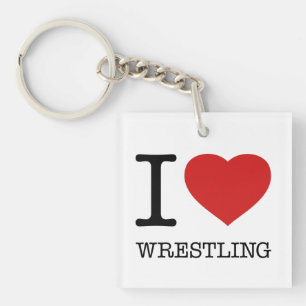 I LOVE WRESTLING KEY RING
