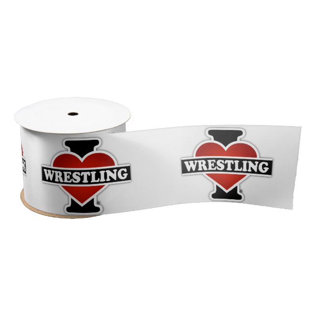 I Love Wrestling Satin Ribbon (Spool)