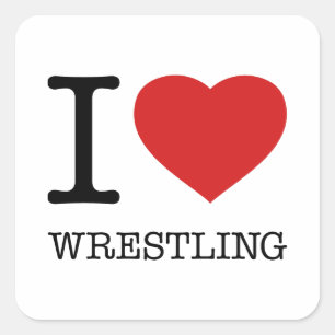 I LOVE WRESTLING SQUARE STICKER