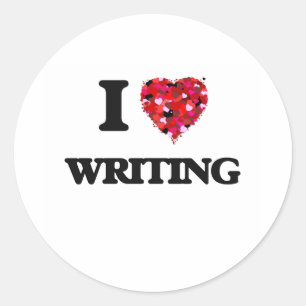 I Love Writing Classic Round Sticker