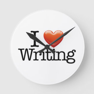 I Love Writing Round White Wall Clock
