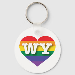 I Love Wyoming Rainbow Heart Key Ring