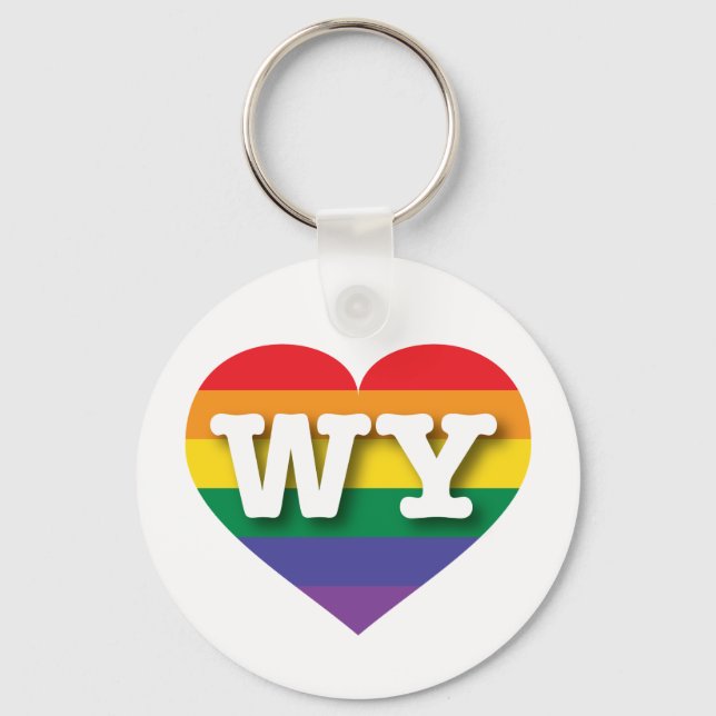 I Love Wyoming Rainbow Heart Key Ring (Front)