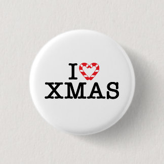 I Love Xmas Candy Cane Heart 3 Cm Round Badge