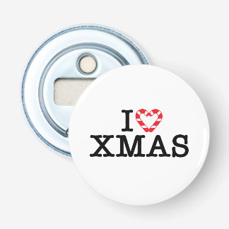 I Love Xmas Candy Cane Heart Bottle Opener