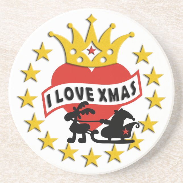 I LOVE Xmas Coaster (Front)