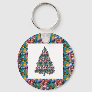 I LOVE XMAS : TREE jadded with PEARL JEWEL GEMS Key Ring
