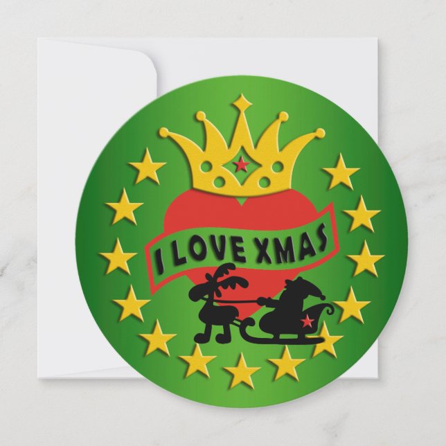 I LOVE Xmas + your text Holiday Card (Front)