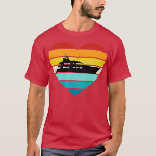 I Love Yacht Captain Ship Retro Sunset T-Shirt