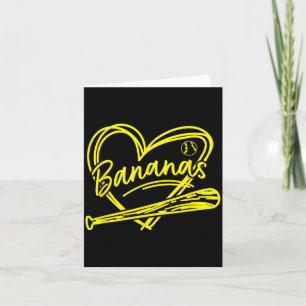 I Love Yellow Banana Baseball for Summer Card