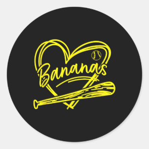 I Love Yellow Banana Baseball for Summer Classic Round Sticker