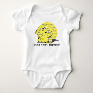I Love Yellow Elephants Baby Bodysuit