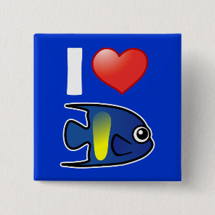 I Love Yellowbar Angelfish 15 Cm Square Badge