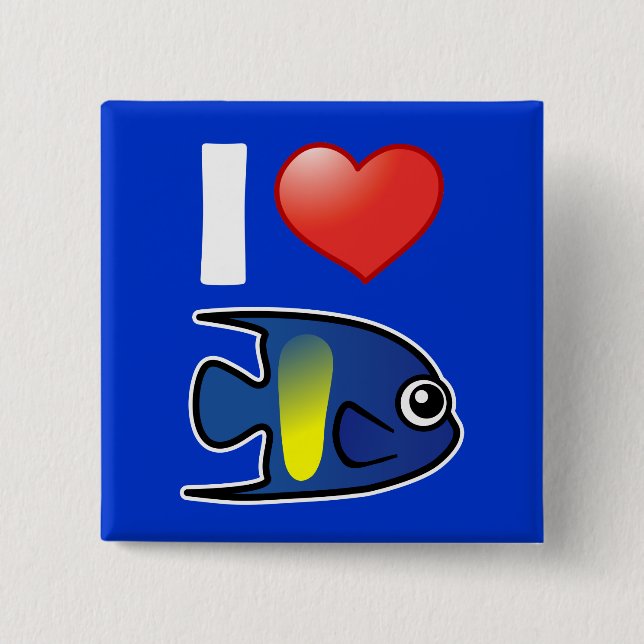 I Love Yellowbar Angelfish 15 Cm Square Badge (Front)