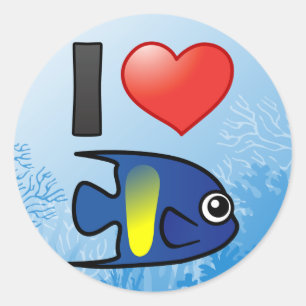 I Love Yellowbar Angelfish Classic Round Sticker