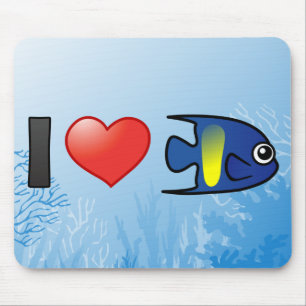 I Love Yellowbar Angelfish Mouse Mat