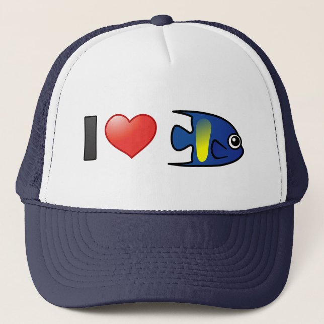 I Love Yellowbar Angelfish Trucker Hat (Front)