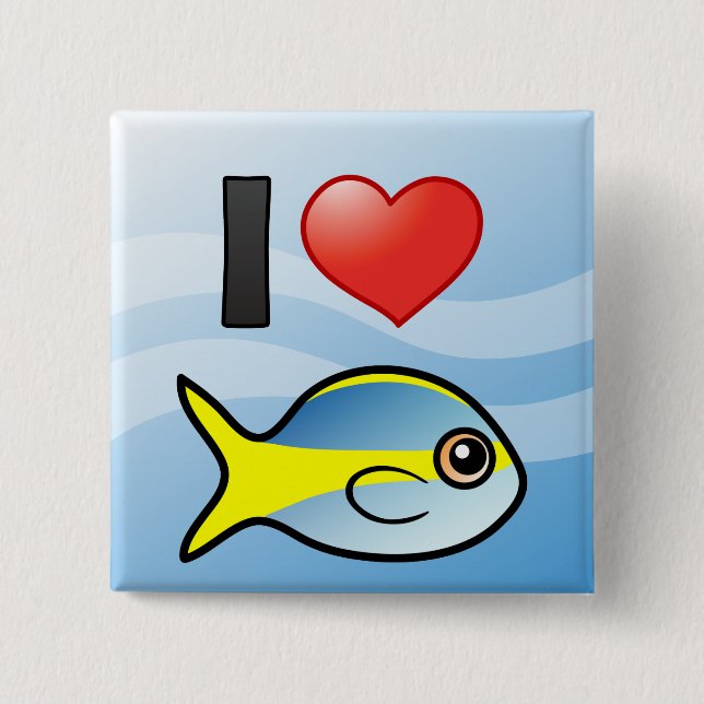 I Love Yellowtail Snapper 15 Cm Square Badge (Front)