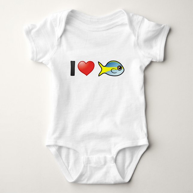 I Love Yellowtail Snapper Baby Bodysuit (Front)