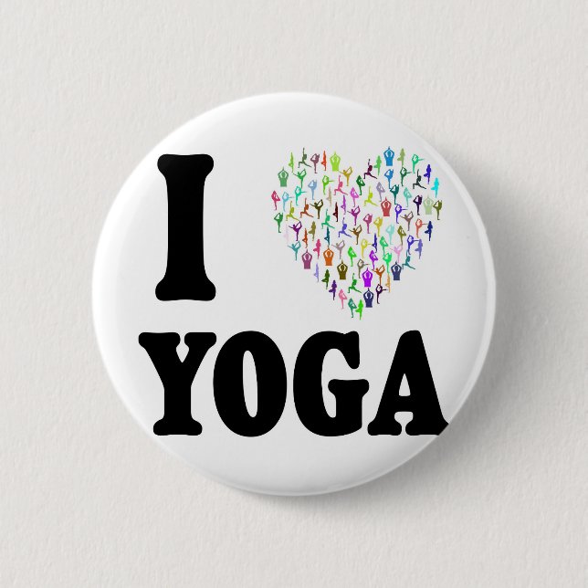 I Love Yoga 6 Cm Round Badge (Front)