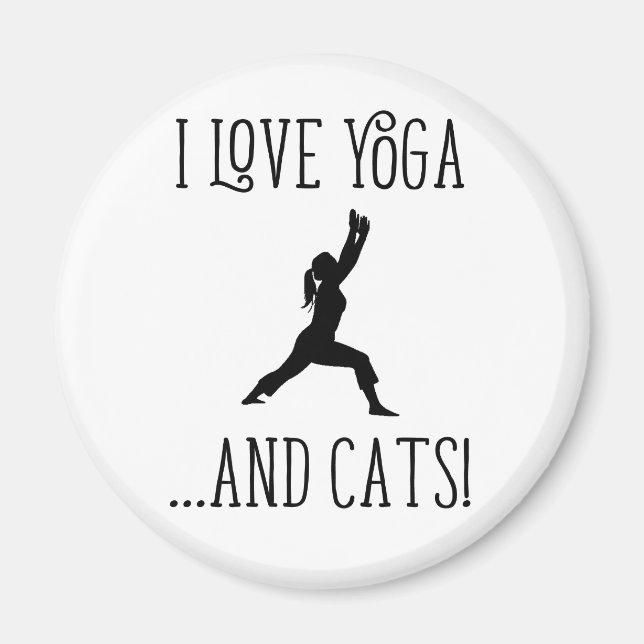 I love Yoga and Cats Black Letters Magnet (Front)