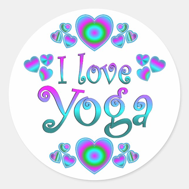 I Love Yoga Classic Round Sticker (Front)