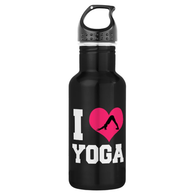 I love Yoga funny water bottle (Front)