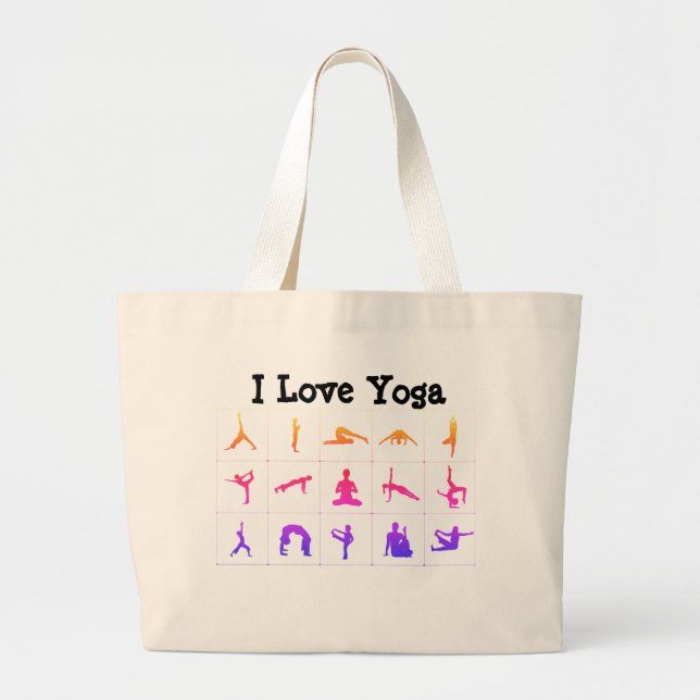 I Love Yoga Large Tote Bag (Front)