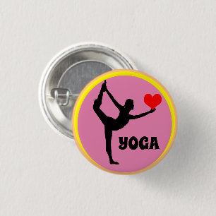 I love Yoga & Red Heart fashion / Yogini goddess B 3 Cm Round Badge