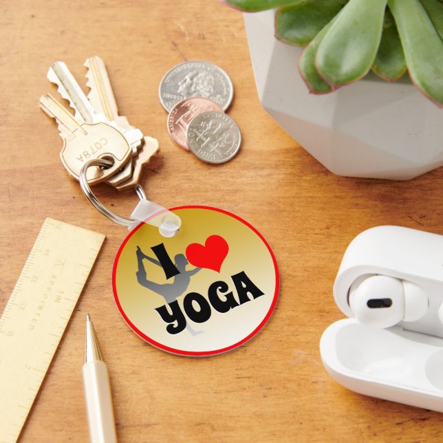 I love Yoga & Red Heart, Yogini fashion Key Ring (Desk)