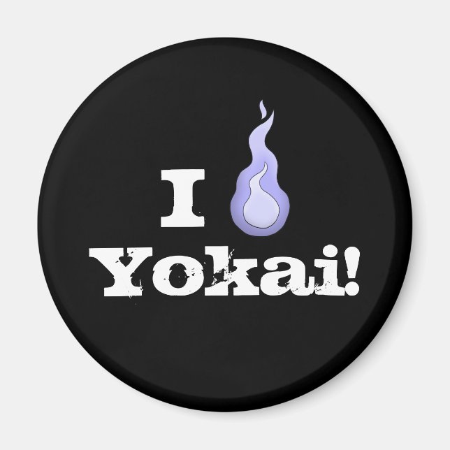 I Love Yokai! Blue Fireball Spirit Magnet (Front)