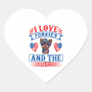 I love Yorkies and the USA 01 Heart Sticker