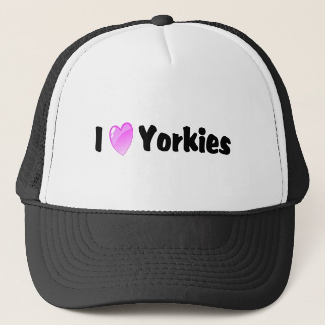 I Love Yorkies Trucker Hat (Front)