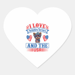 I love Yorkshire Terriers and the USA 01 Heart Sticker