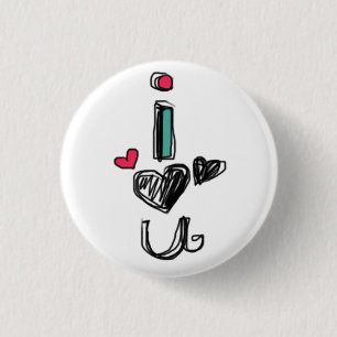 i love you 3 cm round badge