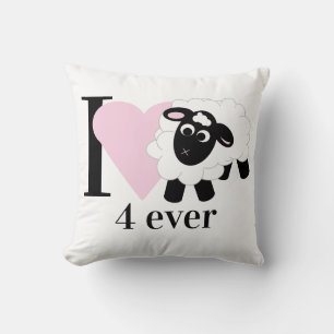 I love You 4 Ever Cute Cartoon Sheep Cushion