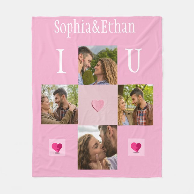 I Love You  4 Photo Fleece Blanket (Front)