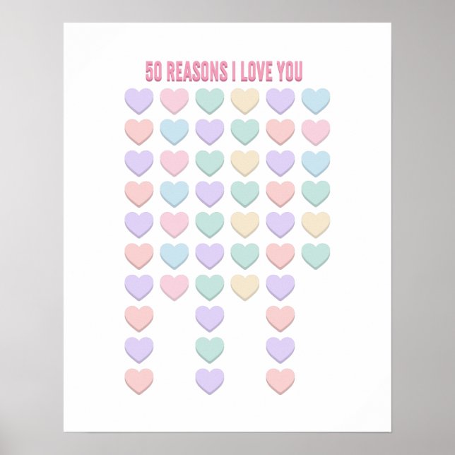 I love You - 50th Birthday Gifts - 50th Valentine Poster (Front)