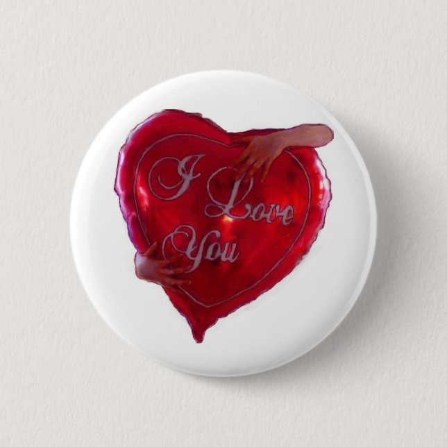 I Love You 6 Cm Round Badge (Front)